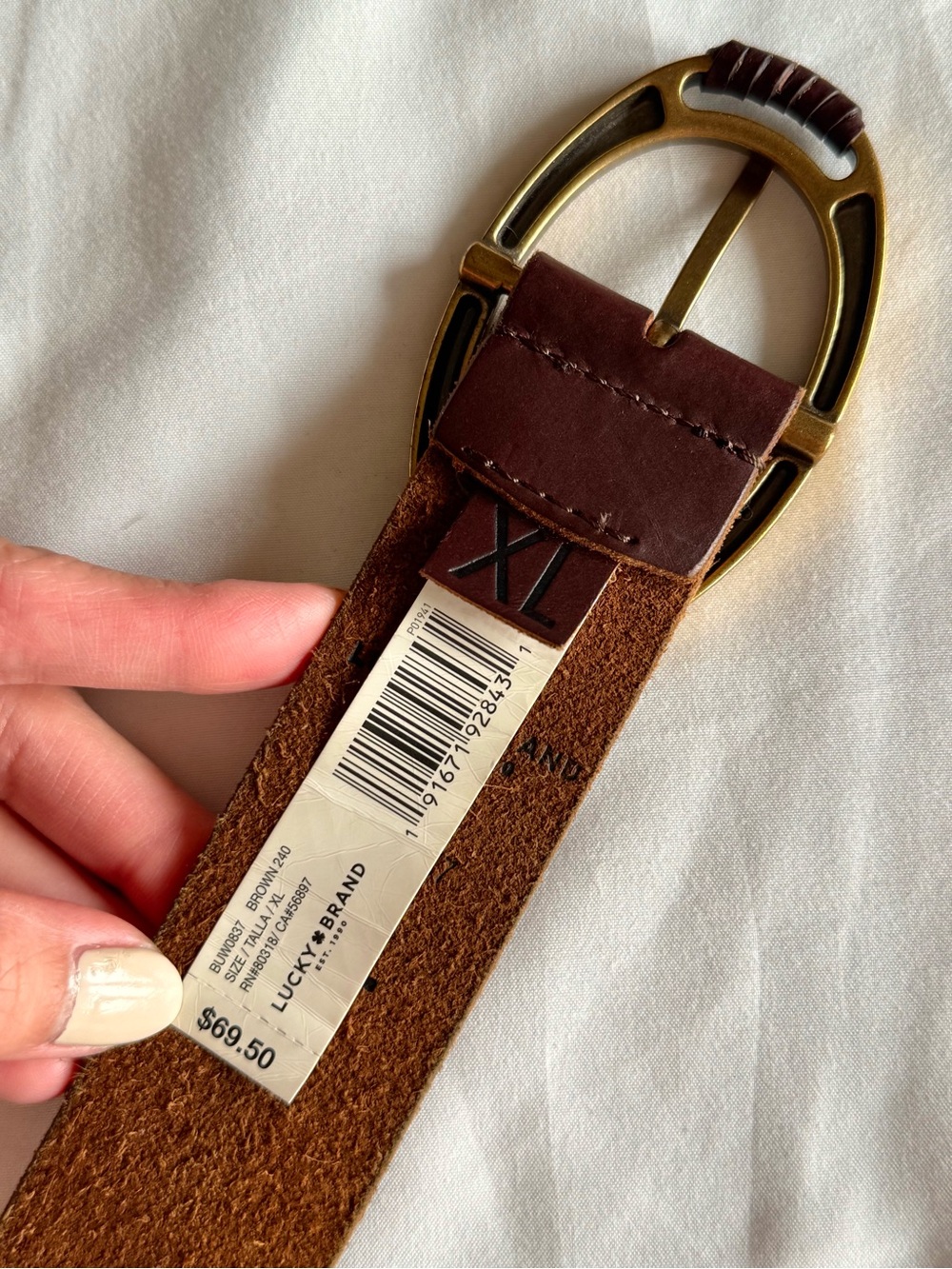 Lucky Brand Brown Leather Embroidered Beaded Belt XL - Picture 2 of 7